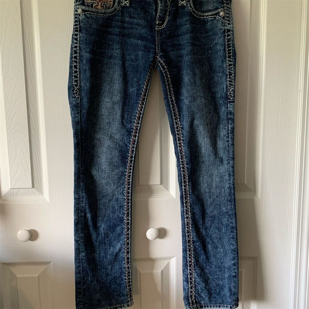 Rock Revival Luiza‎ Women's Straight Jeans Blue Medium Wash Size 27